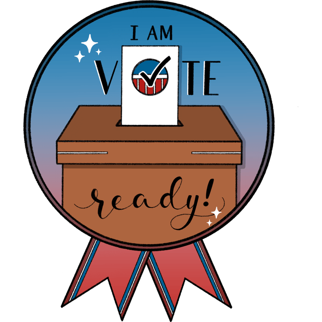 The “I am Vote ready!” badge the app awards